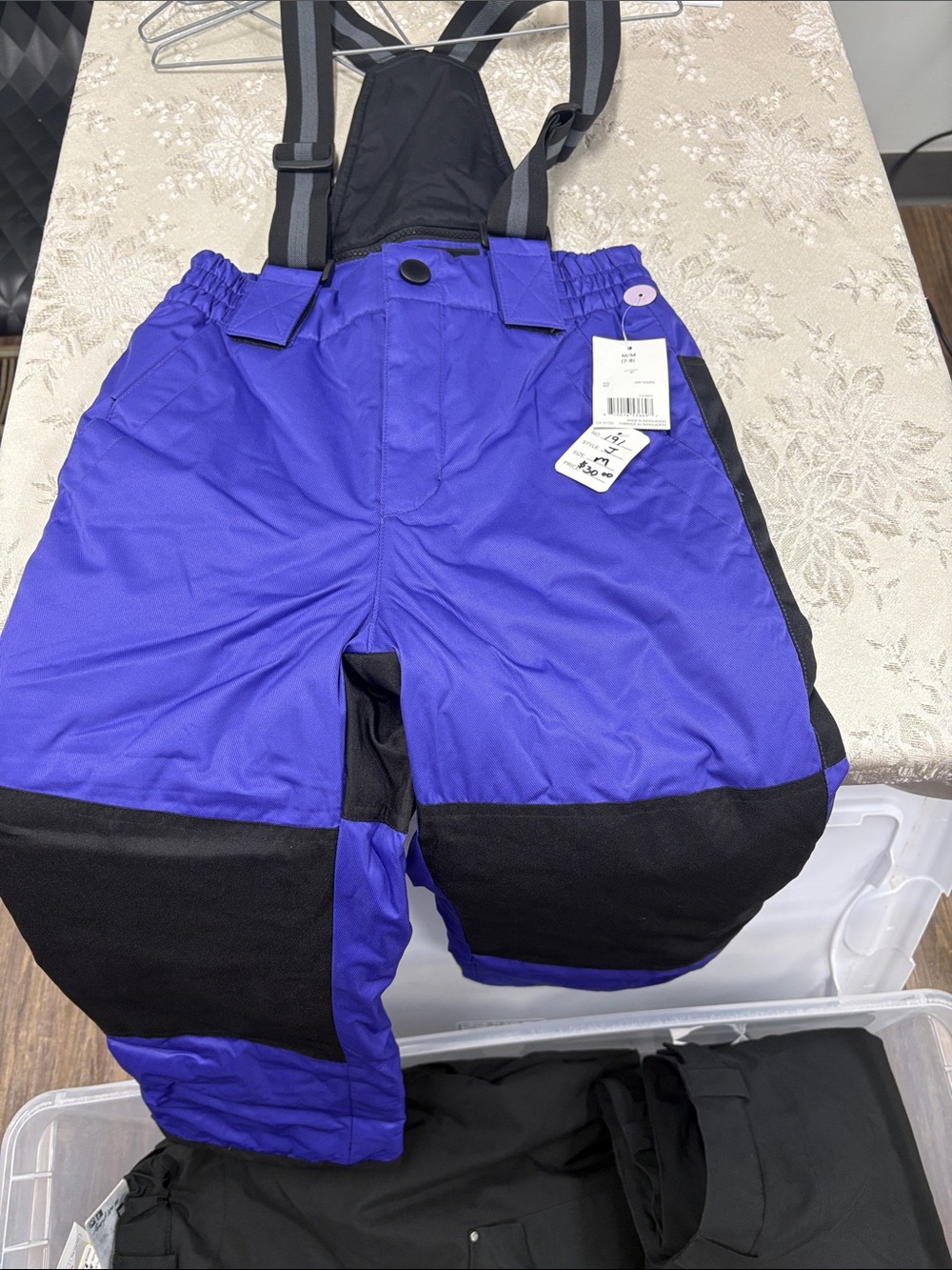 George Purple and Black Kids Snow Overalls with Adjustable Straps